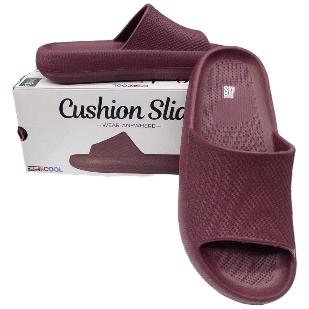 32 Degrees Cool Unisex Cushion Slide Sandal Burgundy XL Womens 11-12 Mens 9-10